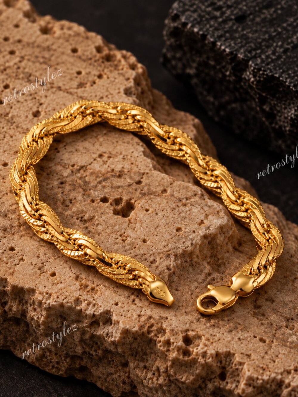 8" Mens 18K Gold Chain Link Style Bracelet Guys New 18 K Silver Stamped Jewelry